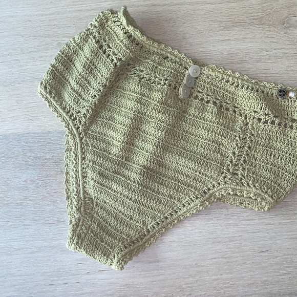 SHE MADE ME 
Essential High-Waisted Crochet Bikini Bottoms | Green New - Picture 1 of 11
